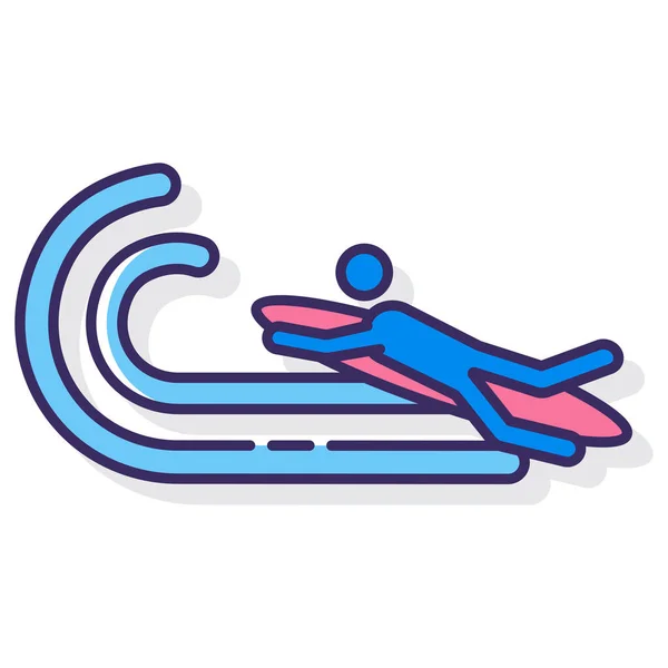 Deporte Bodyboarding Icono Agua — Vector de stock