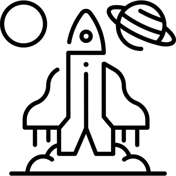 惑星ロケット宇宙船のアイコン — ストックベクタ