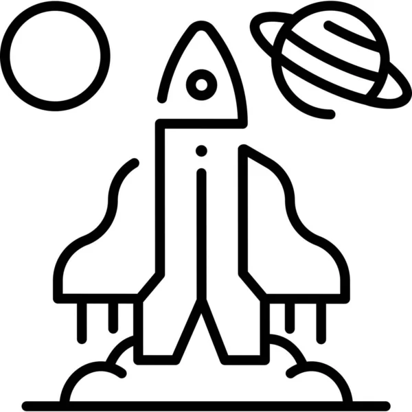 Planètes Fusée Vaisseau Spatial Icône — Image vectorielle