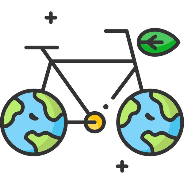 Икона Велосипедного Велосипеда Категории Экология Экология — стоковый вектор