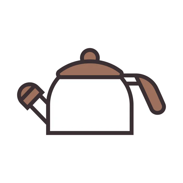 Kettle Hot Pot Icon Filled Outline Style — Stock Vector