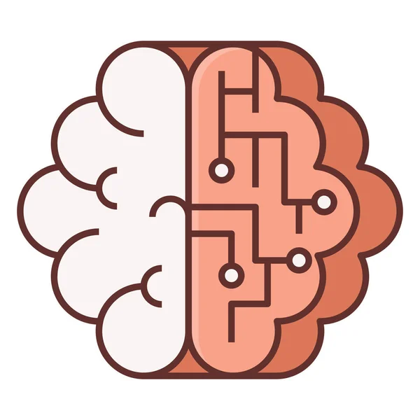 Brain Simulation Filled Outline Icon Filled Outline Style — Stock Vector