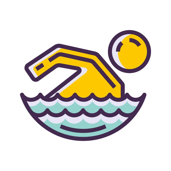 Swim Swimmer Swimming Icon Filled Outline Style — Stock Vector