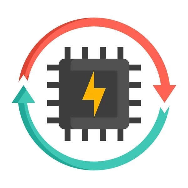 Ícone Processamento Energia Chip — Vetor de Stock