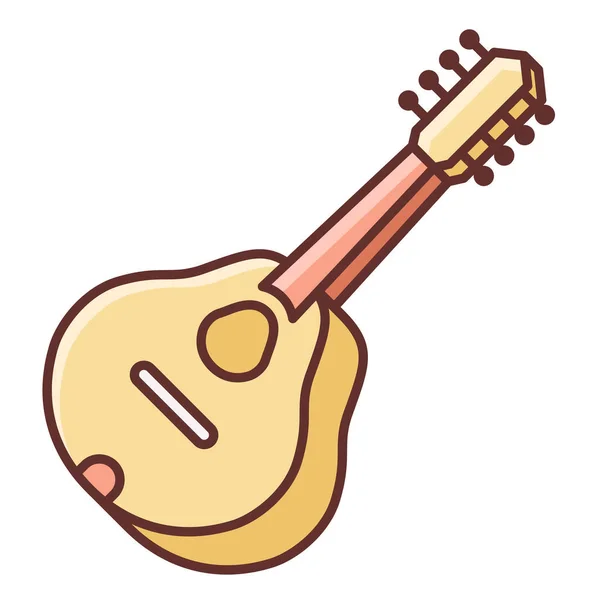 Instrumento Guitarra Icono Mandolina Estilo Contorno Lleno — Vector de stock