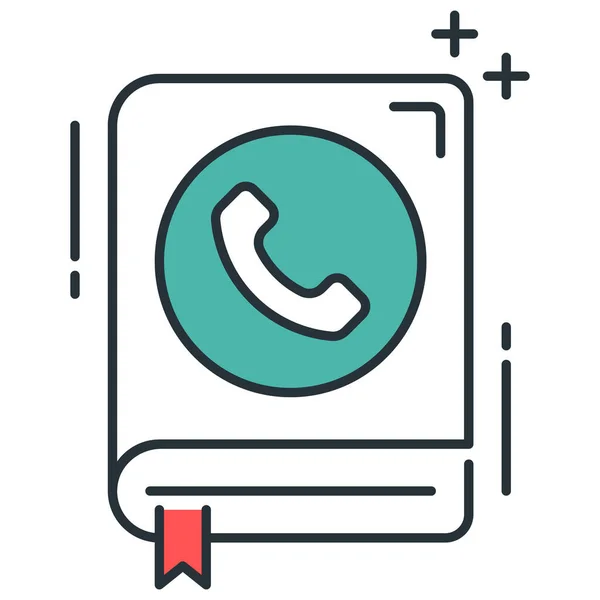 Libro Teléfono Contactos Icono Estilo Contorno Lleno — Vector de stock