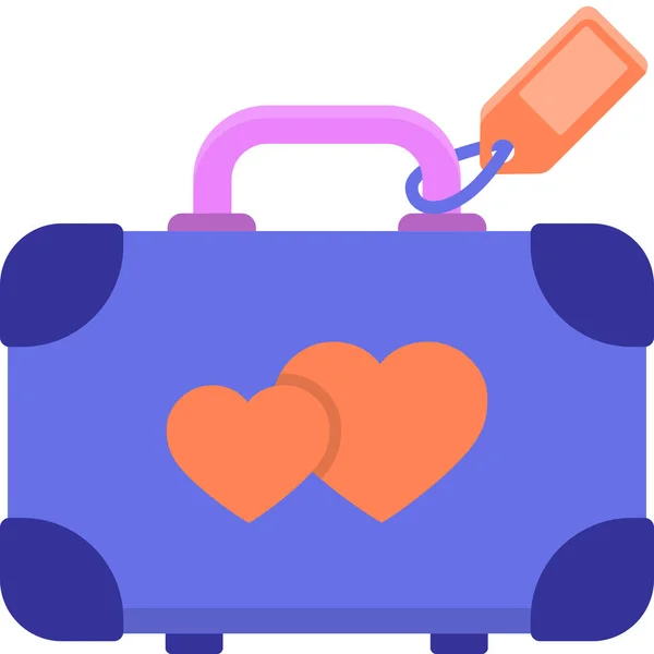 蜜月行李手提箱图标 扁平风格 — 图库矢量图片