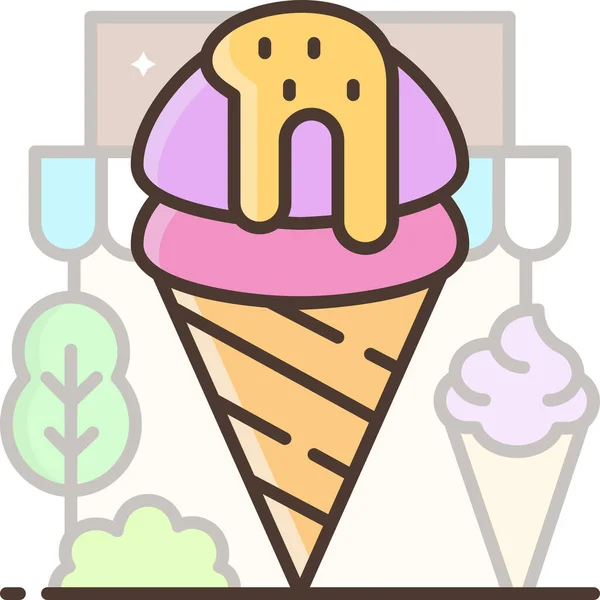 Dessert Food Icecream Pictogram — Stockvector