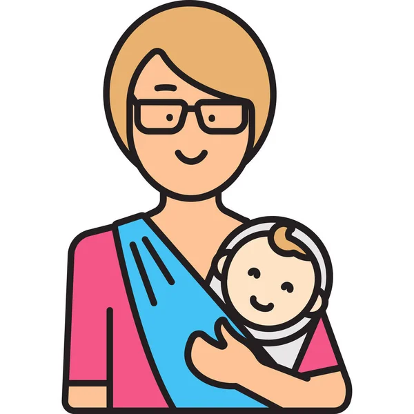 Bebé Llevando Mamá Icono Estilo Contorno Lleno — Archivo Imágenes Vectoriales
