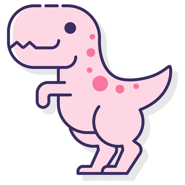 Dinosaurio Rosa Rex Icono — Vector de stock