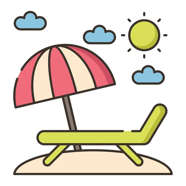 Beach Beach Chair Chair Icon Filled Outline Style — Stock Vector