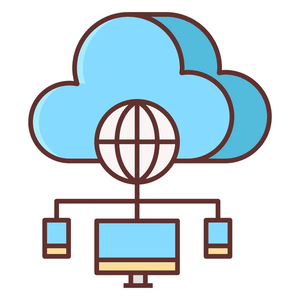 Cloud Control Panel Symbol Ausgefülltem Outline Stil — Stockvektor