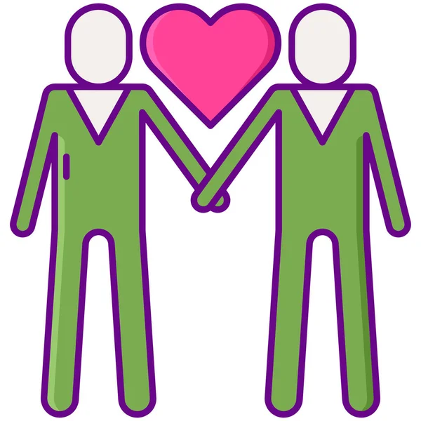 Couple Gay Heart Icon Culture Communities Category — Stock Vector