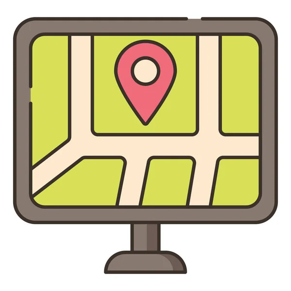 Apparaat Gps Kaart Pictogram Gevulde Outline Stijl — Stockvector