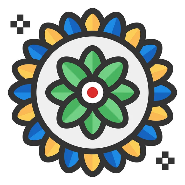 Decoración Diwali Rangoli Icono Estilo Contorno Lleno — Archivo Imágenes Vectoriales