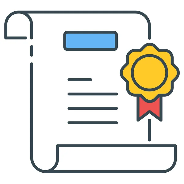 Ikona Ocenění Úspěch Certifikátu Vyplněném Stylu — Stockový vektor