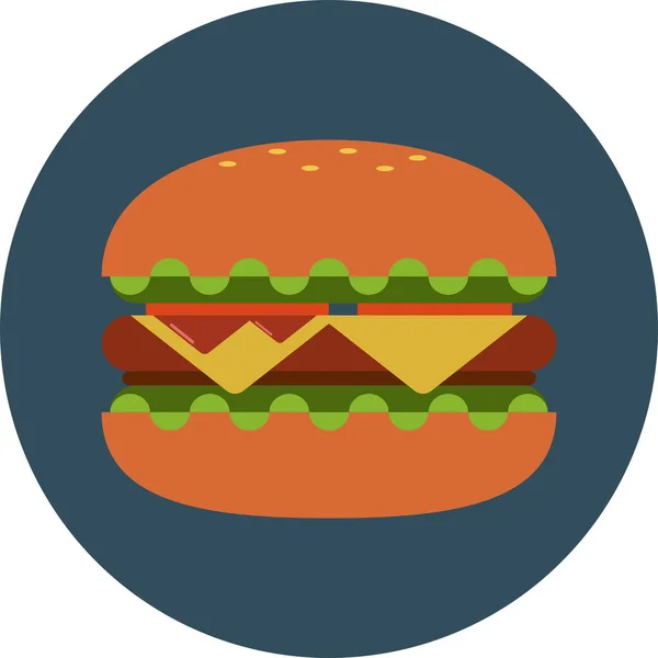 Nagy Mac Gyorsétterem Hamburger Ikon Lapos Stílusban — Stock Vector