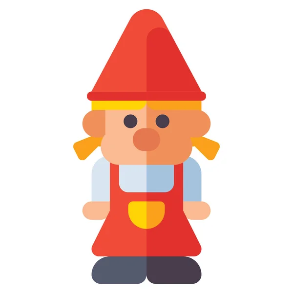 Gnome Fille Nain Icône — Image vectorielle