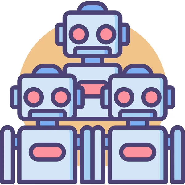 Robotok Robot Hadsereg Ikon Kitöltött Körvonalas Stílusban — Stock Vector