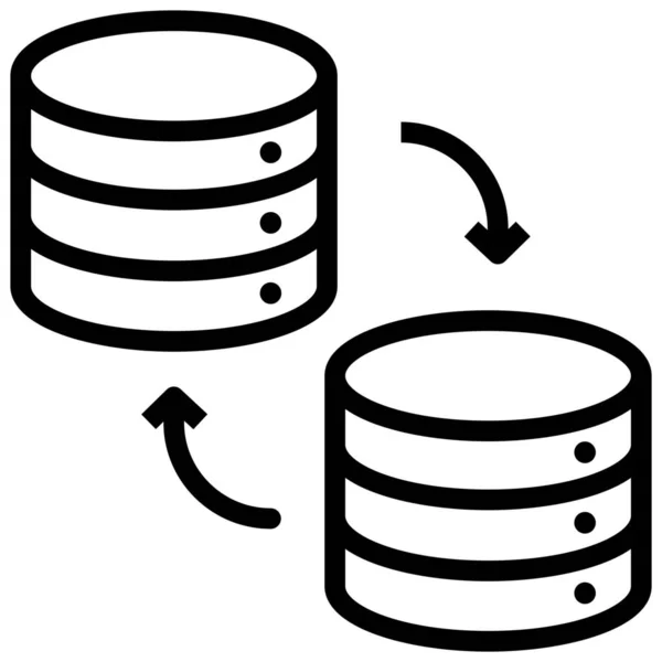 Datenzentrum Datenfluss Datenserver Symbol Umrissen Stil — Stockvektor