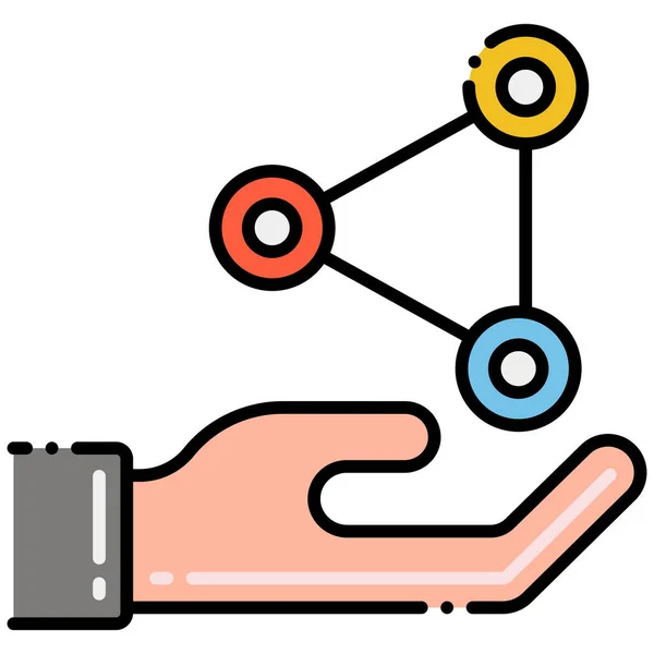 Main Réseau Plate Forme Icône — Image vectorielle