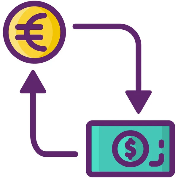 Εικονίδιο Συναλλαγματικής Ισοτιμίας Νομίσματος Στυλ Πλήρους Περιγράμματος — Διανυσματικό Αρχείο