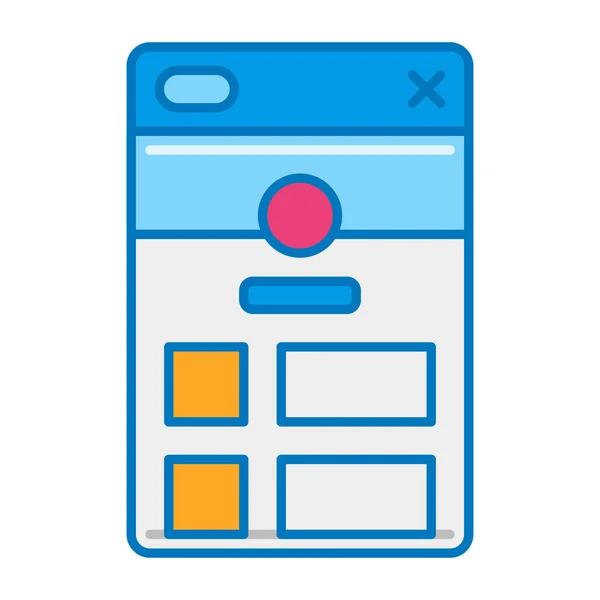Ícone Página Aplicativo Página App Estilo Esboço Preenchido — Vetor de Stock
