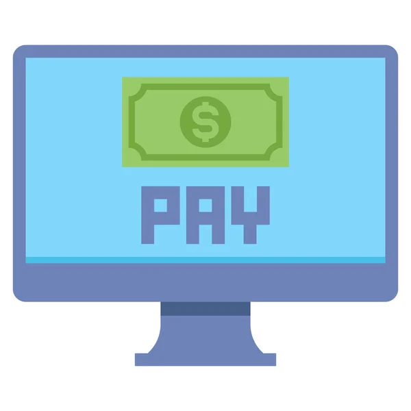 Ikona Komputera Płatności Online Płaskim Stylu — Wektor stockowy
