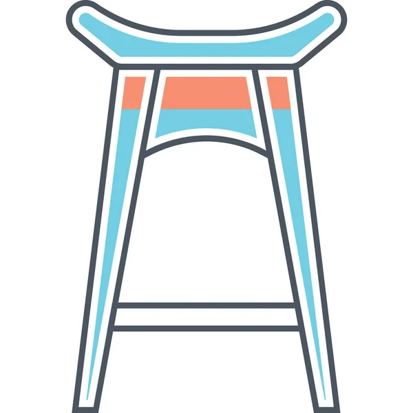 フルアウトラインスタイルのスツールチェア家具のアイコン — ストックベクタ