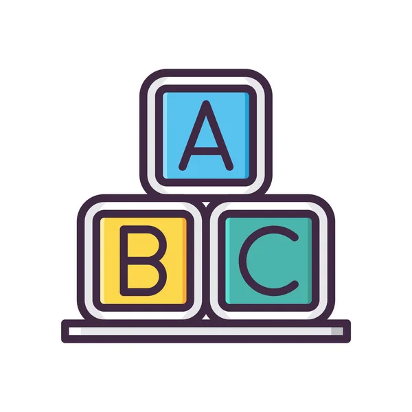 Spel Kinderen Abc Pictogram Gevulde Outline Stijl — Stockvector