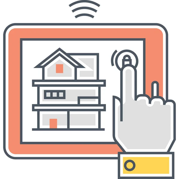 Smart House Full Outline Computer Hardware Symbol Full Outline Stil — Stockvektor