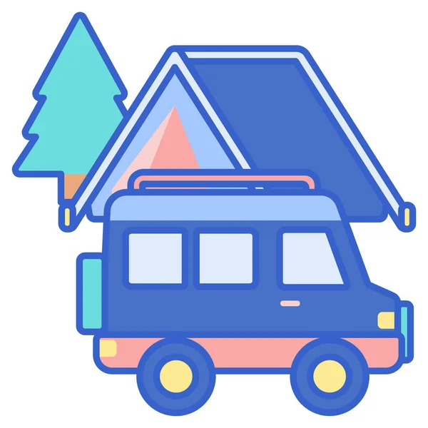 Coche Camping Icono Del Vehículo Categoría Ocio Hobby — Vector de stock