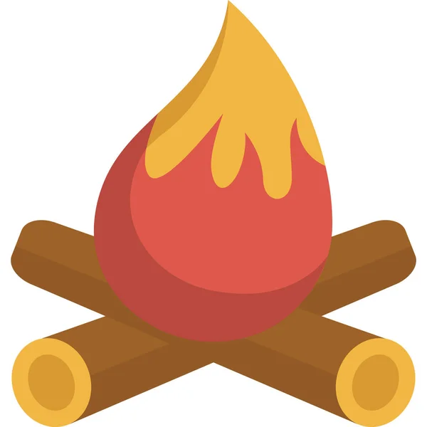 Campamento Fuego Del Campamento Icono Fuego Estilo Plano — Vector de stock