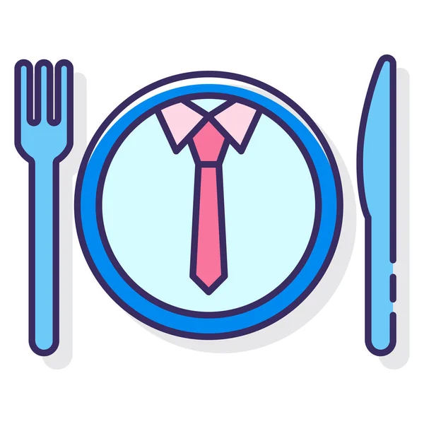 Business Dinner Management Icon Filled Outline Style — Stock Vector