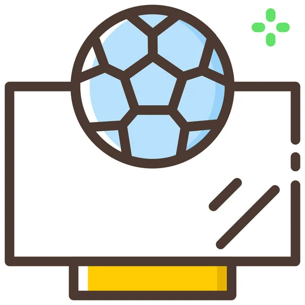 Voetbal Spel Monitor Pictogram Gevulde Outline Stijl — Stockvector