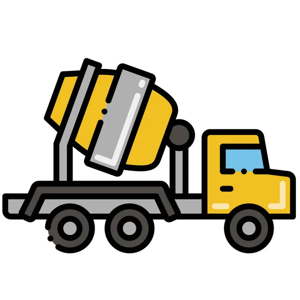 Construcción Mezclador Camión Icono — Vector de stock