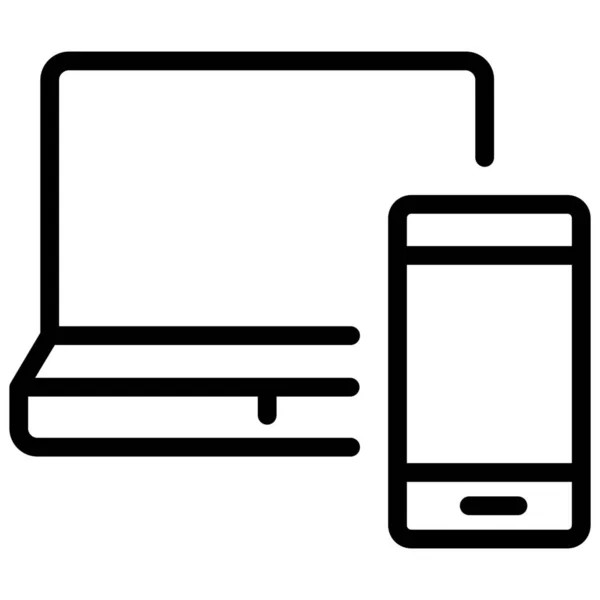 Adaptacyjny Interfejs Każda Ikona Laptopa Urządzenia Stylu Zarysu — Wektor stockowy