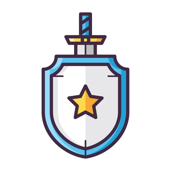 Escudo Armadura Icono Estilo Contorno Lleno — Vector de stock