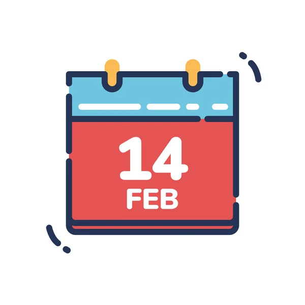 Calendario Fecha Valentine Icono Estilo Contorno Lleno — Vector de stock