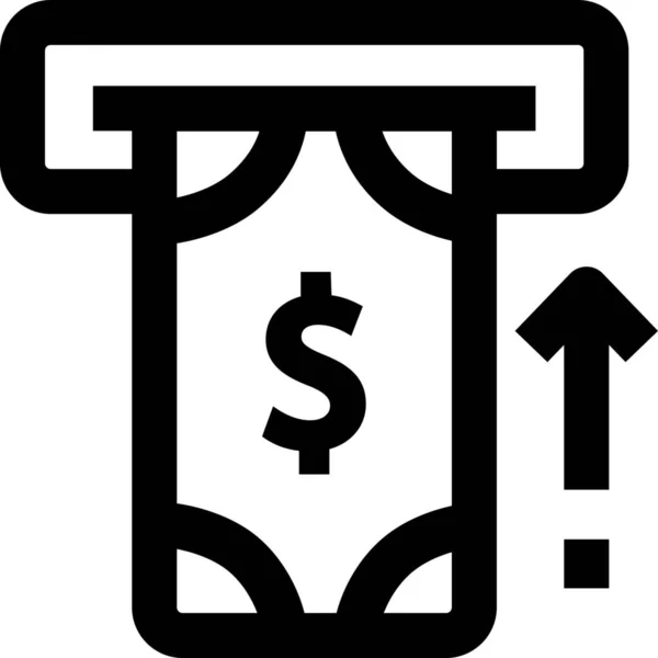 Ikona Wypłaty Gotówki Bankowej Zarysie — Wektor stockowy