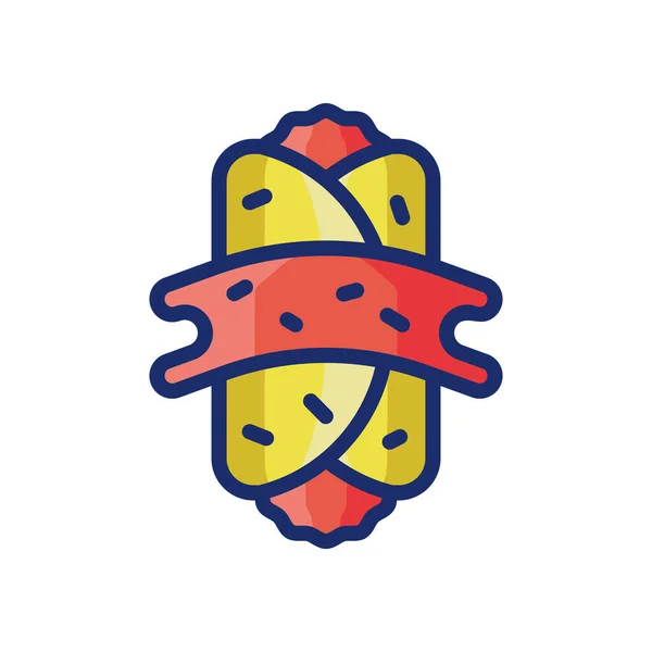 Icono Taco Tortilla Enchilada Estilo Contorno Relleno — Vector de stock