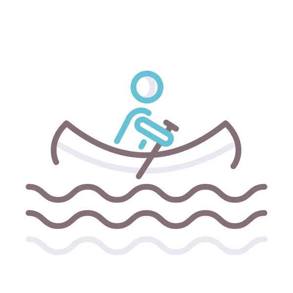 Canoe Canoeing Human Figure Icon Recreation Hobby Category — Stock Vector