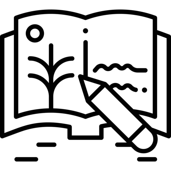 Libro Dibujo Educación Icono — Vector de stock