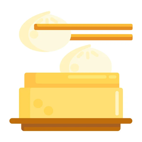 Bao Dim Sum Icon Dalam Gaya Flat - Stok Vektor