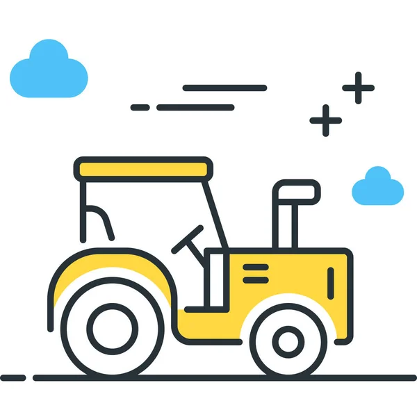 Traktorbauernhof Ikone Stile Eines Ausgefüllten Umrisses — Stockvektor