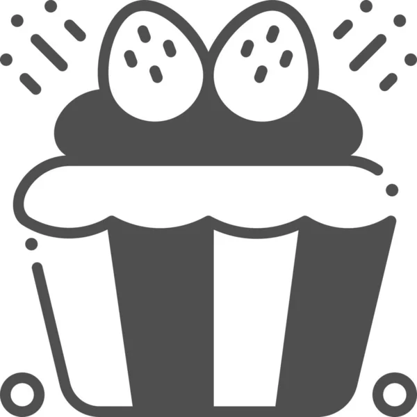 Cupcake Food Muffin Ikone Halbfesten Stil — Stockvektor