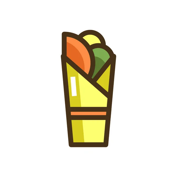 Kebab Wrap Filled Outline Icono Estilo Contorno Lleno — Vector de stock