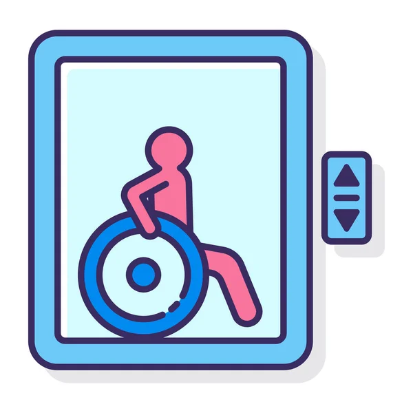 Icône Ascenseur Handicapés Dans Style Contour Rempli — Image vectorielle