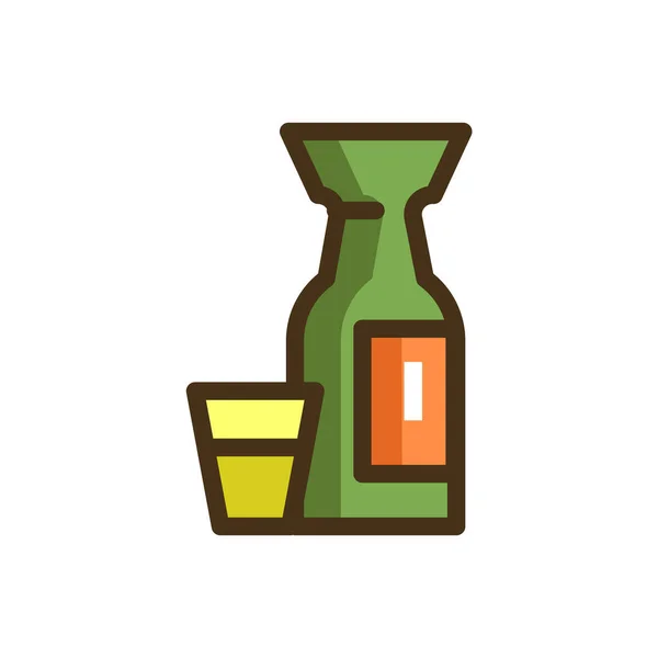 Алкоголь Саке Значок Вина Заповненому Стилі — стоковий вектор