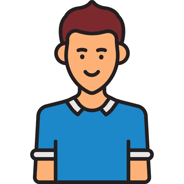 Boy Avatar Male Icon Filled Outline Style — Stock Vector